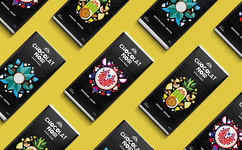 巧克力插畫包裝，采用扁平水果的插畫風(fēng)格為產(chǎn)品做系列產(chǎn)品包裝