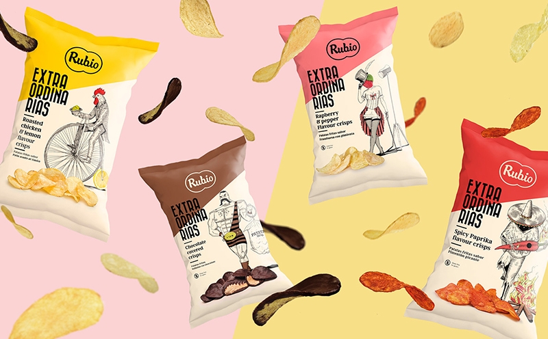 薯片包裝設計，休閑食品系列插畫包裝設計