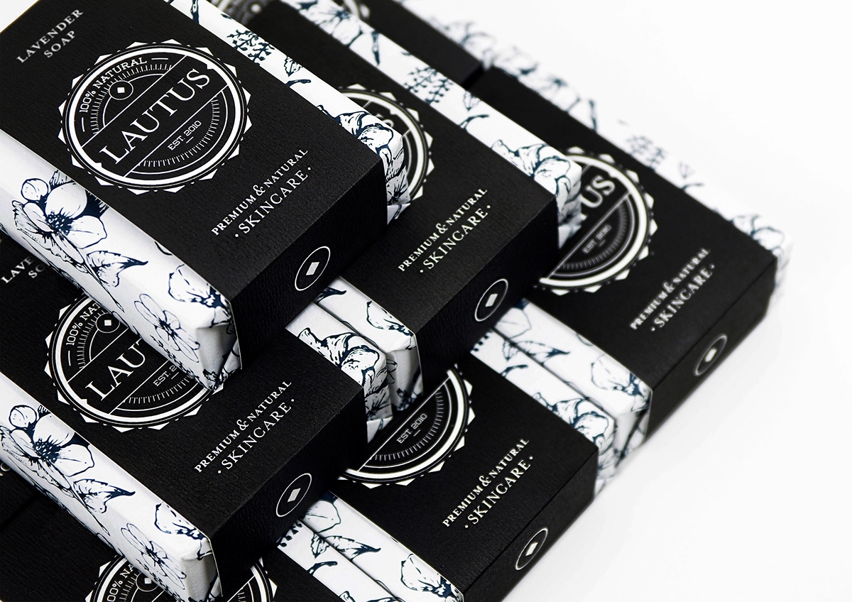 化妝品護膚產品包裝設計— 百分之百天然手工皂，沐浴露和洗滌液品牌包裝設計