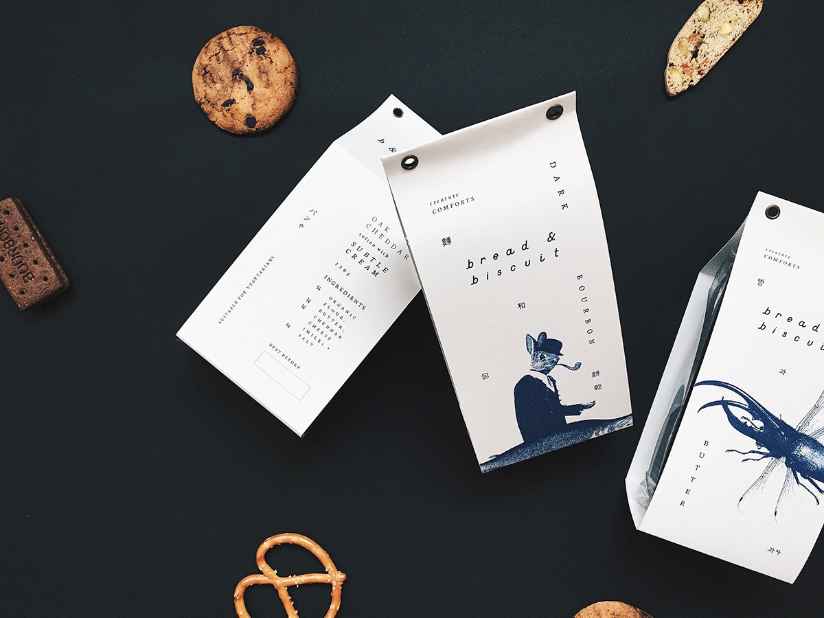 概念化早餐，面包與餅干食品飲料包裝設(shè)計