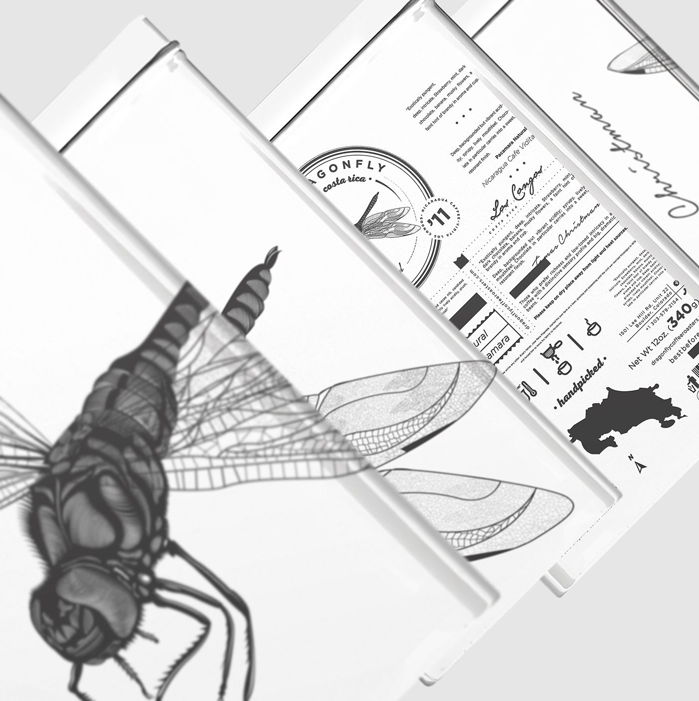 大自然的奇跡，蜻蜓主題的咖啡品牌包裝設(shè)計